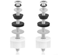 Springwillfly Kit completo de repuesto para asiento de inodoro con pernos de bisagra, tuercas de plástico y arandelas de goma para asientos de inodoro montados en la parte superior (2 piezas de 50 g)