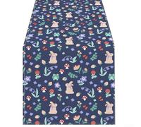 Springwillfly Manteles para eventos de Pascua y primavera con alegres patrones de huevos y flores, ligeros y fáciles de almacenar después de su uso (299)