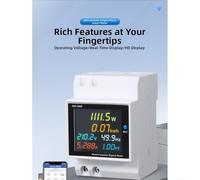Springwillfly Medidor de energía inteligente de carril DIN 220V monofásico con pantalla LCD digital multifunción, monitoreo remoto WiFi y medición precisa de potencia (B)