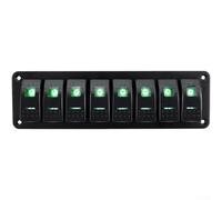 Springwillfly Panel de interruptores impermeable de 2 a 8 bandas con iluminación LED verde para barco, RV, autobús, configuración eléctrica (8 personas)