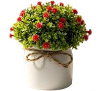 Springwillfly Ramo de ratán rústico de Gypsophila en maceta hecho de flores de plástico realistas para un estilo interior durante todo el año (rojo brillante)