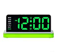 Springwillfly Reloj despertador digital LED con pantalla grande fácil de leer, luz ambiental inferior ajustable y función de calendario para uso diario en el hogar u oficina (verde)