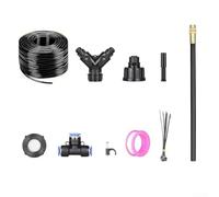 Springwillfly Sistema completo de riego por goteo de 100 pies, incluye 24 boquillas, conectores, estacas y tapa de extremo para uso en jardín