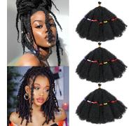 Springy Afro Kinky Hair Curly Twist Crochet Hair Pre-Separated for Cuban Twist Hair Marley Braiding Hair Faux Locs Crochet Synthetic Hair Extensions for Women Girls (1B#, 14inch)