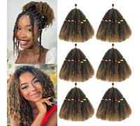 Springy Afro Kinky Hair Curly Twist Crochet Hair Pre-Separated for Cuban Twist Hair Marley Braiding Hair Faux Locs Crochet Synthetic Hair Extensions for Women Girls (T27#, 10inch-6)