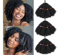 Springy Afro Kinky Hair Curly Twist Crochet Hair Pre-Separated for Cuban Twist Hair Marley Braiding Hair Faux Locs Crochet Synthetic Hair Extensions for Women Girls (1B#, 10inch)