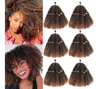 Springy Afro Kinky Hair Curly Twist Crochet Hair Pre-Separated for Cuban Twist Hair Marley Braiding Hair Faux Locs Crochet Synthetic Hair Extensions for Women Girls (T30#, 10inch-6)