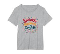 Sprinkle Kindness Like Confetti - Cita inspiradora Camiseta, Mujer Tallas Grandes, Gris Jaspeado, 2XL Grande