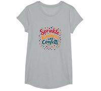 Sprinkle Kindness Like Confetti - Cita inspiradora Camiseta, Niñas, Gris Jaspeado, XS