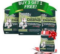 Sprinkle & Sweep Limpieza de accidentes de mascotas para todas las superficies duras, no tóxico, limpiador rápido de desorden de mascotas y removedor de olores para orina, caca, vómito, diarrea y