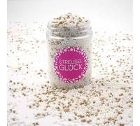 Sprinkles Lucky Spolvorear Just Pure Blanco/Dorado 90 g Perlas de azúcar no iguales para cumpleaños infantil Decoración de Navidad Decoración de pastel magdalenas magdalenas Navidad