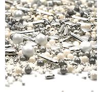 Sprinkles New York Mix blanco plateado 180g decoraciones navideñas de galletas de azúcar - STREUSEL GLÜCK - perfecto para galletas navideñas cupcakes muffins cakepops