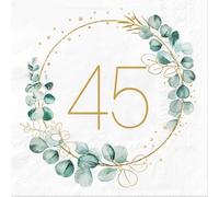 Sprinlot 40 piezas Servilletas 45 cumpleaños de Eucalipto Verde, Servilletas para 45 Cumpleaños Hombre Mujer Decoración, Matrimoni e Festività