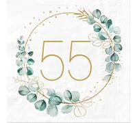 Sprinlot 40 piezas Servilletas 55 cumpleaños de Eucalipto Verde, Servilletas para 55 Cumpleaños Hombre Mujer Decoración, Matrimoni e Festività