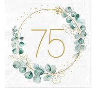 Sprinlot 40 piezas Servilletas 75 cumpleaños de Eucalipto Verde, Servilletas para 75 Cumpleaños Hombre Mujer Decoración, Matrimoni e Festività