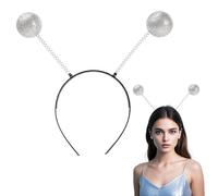 Sprinlot Alien - Diadema de plata con 2 bolas redondas, bola de discoteca, para carnaval, fiesta C8