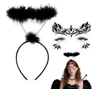 Sprinlot Aureole Diadema Negro, Tatuaje Brillante, Tocado de Ángel, Accesorio para Disfraces de Ángel Halloween Carnaval Cosplay Party ST-Home-A33-5