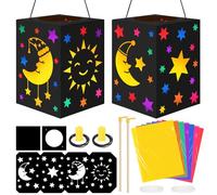Sprinlot Set de Linternas Artesanales, 2 piezas 14 x 20 cm Linterna San Martín, Linternas Luna Estrellada, Regalo de Fiesta con Linternas, Halloween Día de San Martín Desfile de Linternas