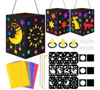 Sprinlot Set de Linternas Artesanales, 3 piezas 14 x 20 cm Linterna San Martín, Linternas Luna Estrellada Animales, Regalo de Fiesta con Linternas, Halloween Día de San Martín Desfile de Linternas