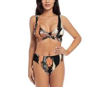 Sprint Start Burst - Conjunto de bikini cruzado para mujer, traje de baño de dos piezas con almohadillas extraíbles, triángulo ajustable, Negro, M