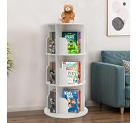 Sprinta Estantería giratoria de 3 niveles para niños, organizador de estantería blanca giratoria de 360° para niños pequeños, torre de estantería esquinera pequeña (blanco, 3 capas)