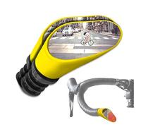 Sprintech Espejo convexo cromado para barras de bicicleta, fabricado en Suiza, acabado a mano, ajustable, reflectante, carcasa ABS duradera, ajuste universal, mayor visibilidad trasera (par, amarillo)