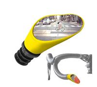 Sprintech Espejo convexo cromado para barras de bicicleta, fabricado en Suiza, acabado a mano, ajustable, reflectante, carcasa ABS, ajuste universal, mayor visibilidad trasera (individual, amarillo)