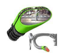 Sprintech Swiss-Made Convex Chrome-Plated Bike Mirror for Drop Bars - Hand-Finished, Adjustable, Reflective Surface, Durable ABS Housing, Universal Fit for Enhanced Rear Visibility (Green, Pair)