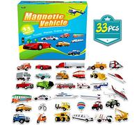 SpriteGru 33 vehículos con imanes de Espuma para niños pequeños, Aprendizaje Preescolar (De Tierra, Aire y del Océano, Todo Incluido)