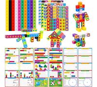 SpriteGru Cubes de Matemáticas, 100 Cubos Manipulativos de Matemáticas con 30 Actividades de Aprendizaje más 192 Stickers Reutilizables, Bloques de Conteo Numérico Que se Enlazan