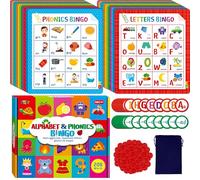 SpriteGru Juego de Bingo de Alfabeto y Fonética, 12 Tableros de Bingo con Letras ABC, Palabras CVC y Juego Fonético, Juguetes Educativos para Aprendizaje Temprano - para Edades de 4 en Adelante