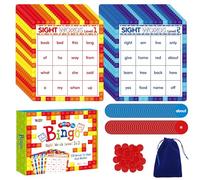 SpriteGru Juego de Bingo de Palabras de Vista, 120 Palabras de Vista Aprende Nivel 1 y Nivel 2 Juego de Tablero de Bingo con Las Listas de Palabra de Dolch y Fry para Niños de 4 a 8 años