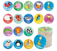 SpriteGru Juego de Memoria de Emparejamiento de Madera, 32 Piezas de Fichas de Madera con Animales para Emparejar, Juego Educativo de Emparejamiento para Bebés, Preescolar, 4, 5, 6 Años