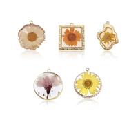 Spritewelry 10 dijes de resina de flores secas, girasoles, margaritas, colgantes florales para collares, pulseras, aretes, llaveros, fabricación de joyas