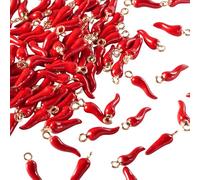 Spritewelry 100 cuentas de aleación esmaltadas con forma de pimiento rojo para joyas, pulseras, pendientes, collares, manualidades, agujero: 2 mm, Mixed, Latón, No es una piedra preciosa