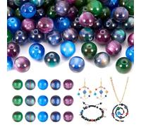 Spritewelry 100 cuentas de resina Galaxy Planet, bolas de piedras preciosas de imitación, pequeñas cuentas espaciadoras sueltas para manualidades, pulseras, collares, fabricación de joyas