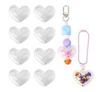 Spritewelry 12 cuentas acrílicas transparentes con forma de corazón hueco en forma de corazón rellenables, cuentas de bola de burbujas para bricolaje, bolígrafo, llavero, fabricación de joyas