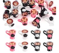 Spritewelry 16 mini tazas de café de resina en miniatura de 4 colores, modelo de micro paisaje, adornos de 25 x 21 x 20 mm, para decoración de escritorio, accesorios de manualidades