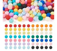 Spritewelry 191 cuentas redondas acrílicas de silicona, cuentas focales de goma, cuentas sueltas de goma de mascar, espaciador de bolas para bolígrafos, llaveros, pulseras, collares, 8 mm