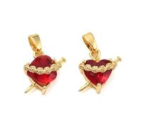 Spritewelry 4 piezas de dijes de Corazón Sagrado con cruz de cristal, colgantes colgantes religiosos vintage para San Valentín, fabricación DIY de collares, pulseras, pendientes y joyería, Metal
