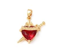 Spritewelry 4 piezas de dijes de Corazón Sagrado con cruz de cristal, colgantes colgantes religiosos vintage para San Valentín, fabricación DIY de collares, pulseras, pendientes y joyería, Metal