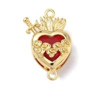 Spritewelry 4 piezas de dijes de Corazón Sagrado con cruz de cristal, colgantes colgantes religiosos vintage para San Valentín, fabricación DIY de collares, pulseras, pendientes y joyería, Metal