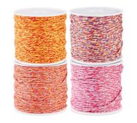 Spritewelry 4 rollos de cordón trenzado de 1,2 mm, hilo de poliéster, cuerda de macramé, cuerda redonda para manualidades, pulseras, collares, joyería, color naranja y rojo
