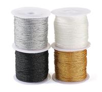 Spritewelry 4 rollos de hilo de cuentas de 0,8 mm, cordón trenzado de poliéster, cordón metálico redondo para hacer manualidades chinas, macramé, pulseras, collares, joyas