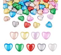 Spritewelry 50 cuentas acrílicas de corazón galvanizadas, coloridas, románticas, espaciadoras, para hacer joyas del día de San Valentín