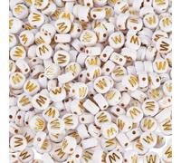 Spritewelry 500 cuentas acrílicas del alfabeto, cuentas blancas planas y redondas, espaciadores sueltos para manualidades, pulseras de la amistad, collares, joyería, W