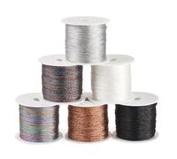 Spritewelry 6 rollos de hilo metálico de poliéster de 0,4 mm para joyería, trenzado, para bordado, costura, manualidades, pulseras de amistad, color negro, blanco y gris