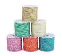 Spritewelry 6 rollos de hilo trenzado de 1 mm, cuerda colorida de polialgodón para macramé, cuerda redonda para manualidades, pulseras, collares, joyas