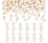 Spritewelry Colgante de perlas cultivadas naturales de agua dulce con forma ovalada de arroz y patata, conectores, eslabones para pendientes, pulseras, collares, fabricación de joyas, Perla