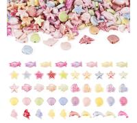 Spritewelry Cuentas de animales con temática oceánica de 90 g, surtidas, peces, delfín, estrella de mar, conchas, espaciador suelto para hacer pulseras, collares, joyas